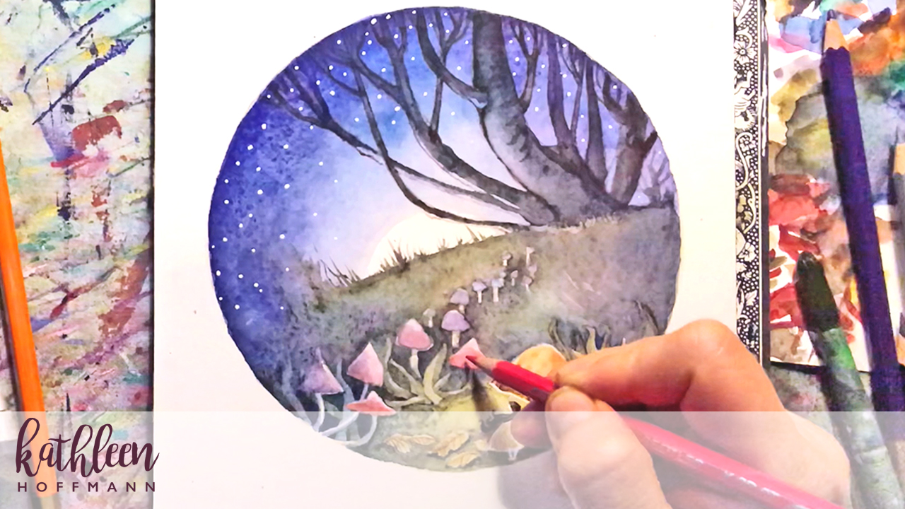Fairyshroom Circle - Watercolor Painting Process